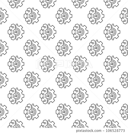 Gear with AI Brain vector Artificial Intelligence concept line seamless pattern Gear with AI Brain vector Artificial Intelligence concept line seamless pattern 106528773