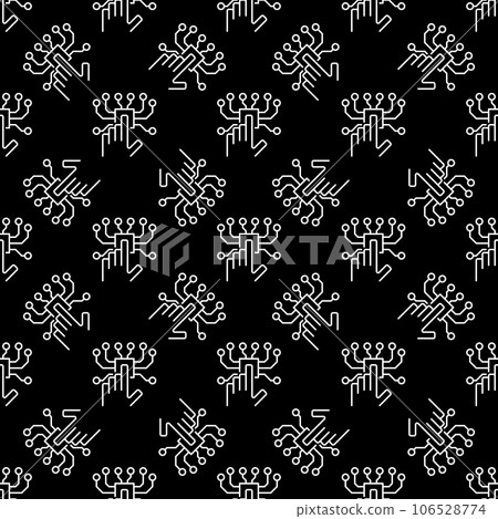 Hand and AI Chip vector Artificial Intelligence line dark seamless pattern Hand and AI Chip vector Artificial Intelligence line dark seamless pattern 106528774