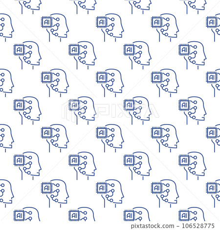 Head with AI Chip vector Artificial Intelligence line seamless pattern 106528775