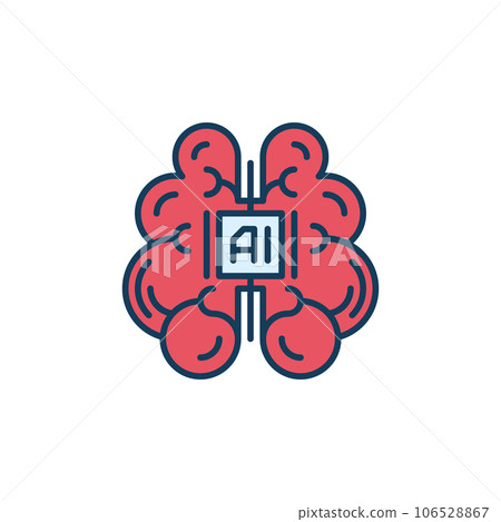 Artificial Intelligence Red Brain vector AI Mind concept colored icon 106528867