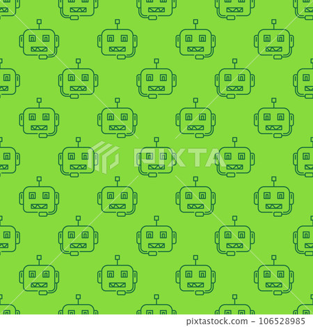 AI Chatbot Robot Character vector line green seamless pattern 106528985