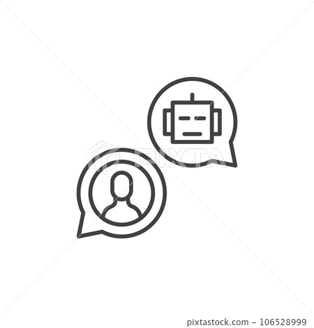 Chatbot and Man in Speech Bubbles vector concept line icon 106528999