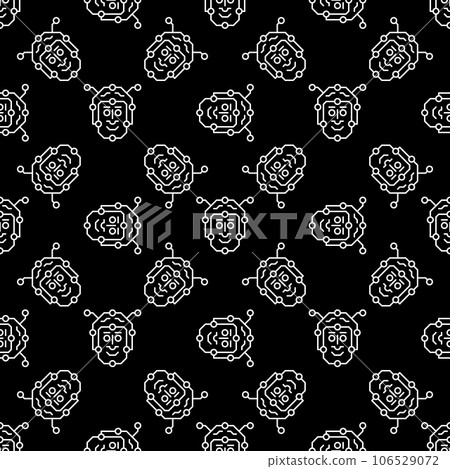 Artificial Intelligence Face vector Robot Head dark line seamless pattern Artificial Intelligence Face vector Robot Head dark line seamless pattern 106529072
