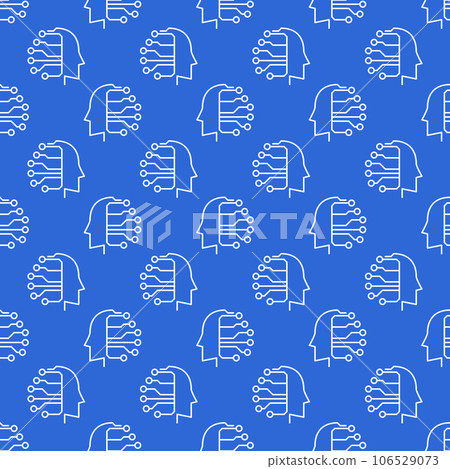 Artificial Intelligence Head vector Technology blue line seamless pattern Artificial Intelligence Head vector Technology blue line seamless pattern 106529073