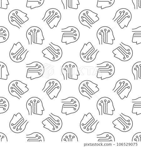Artificial Intelligence Head vector Robot line seamless pattern Artificial Intelligence Head vector Robot line seamless pattern 106529075