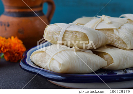 Mexican food tamales and atole, inspired by the Day of the Dead Mexican food tamales and atole, inspired by the Day of the Dead 106529179