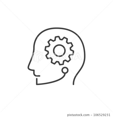 AI Head with Cog Wheel vector concept outline icon AI Head with Cog Wheel vector concept outline icon 106529231