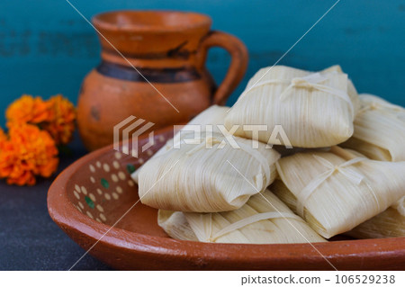 Mexican food tamales and atole, inspired by the Day of the Dead Mexican food tamales and atole, inspired by the Day of the Dead 106529238