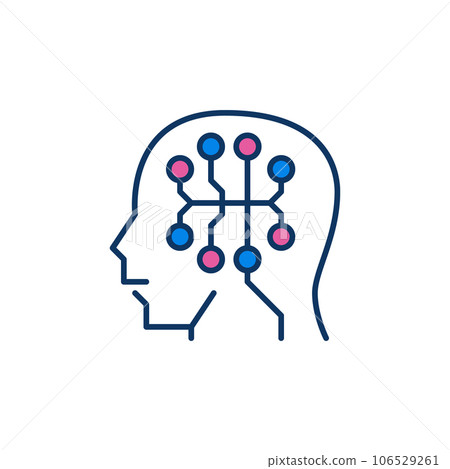 Head with AI Digital Brain vector concept colored icon or sign Head with AI Digital Brain vector concept colored icon or sign 106529261