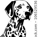 dalmatian dog silhouette on white background 106529536
