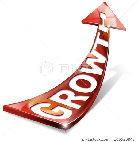 Red Arrow Going Up with Text Growth Isolated on White Background Red Arrow Going Up with Text Growth Isolated on White Background 106529845