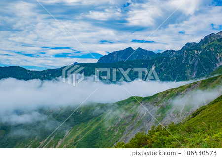 Summer Happo Hakuba Mountain trail Summer mountain scenery material 106530573