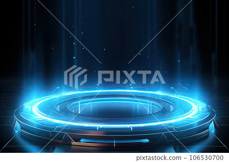 Abstract Fantasy portal glowing neon light futuristic hologram with laser lines. Futuristic sci-fi background, space universe spectrum light effect. Abstract Fantasy portal glowing neon light futuristic hologram with laser lines. Futuristic sci-fi background, space universe spectrum light effect. 106530700