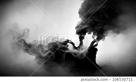 Abstract smoke in black and white background, digital art, halloween concept Abstract smoke in black and white background, digital art, halloween concept 106530711