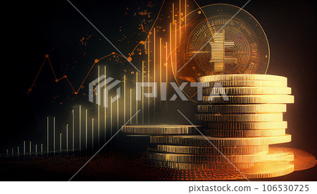 Stock market investment trading graph glowing lines and diagram with coin background, financial investment or economic concept 106530725
