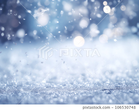 Abstract snow falling on blurred winter landscape background, for design and template Abstract snow falling on blurred winter landscape background, for design and template 106530748