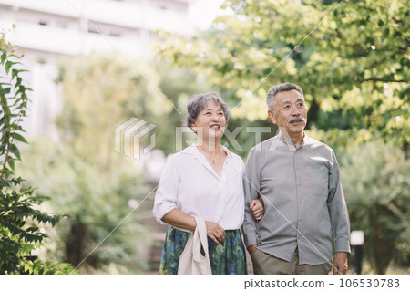 Senior couple with cuddling smile 106530783
