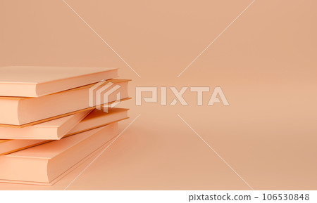 stack book monochrome design in pastel orange background , minimal design , 3D rendering 106530848