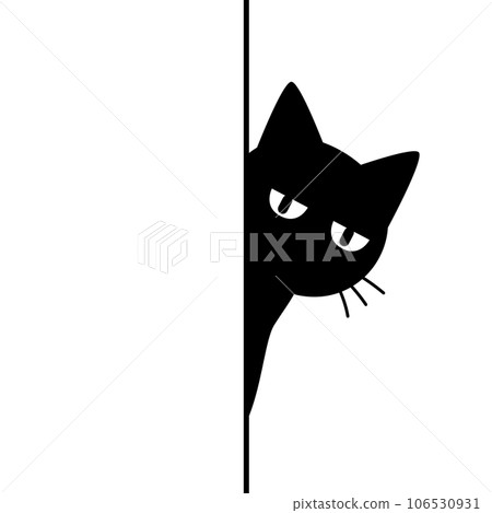 一隻貓從牆上偷看的剪影插圖 106530931