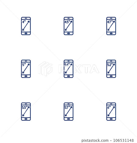 A picture depicting different diagonals of smartphones screens A picture depicting different diagonals of smartphones screens 106531148