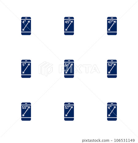 A picture depicting different diagonals of smartphones screens 106531149