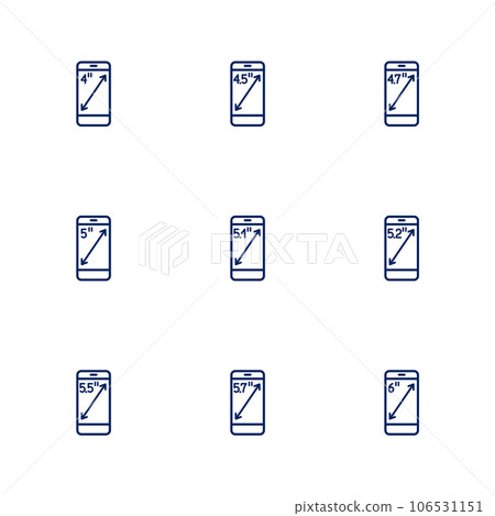 A picture depicting different diagonals of smartphones screens 106531151
