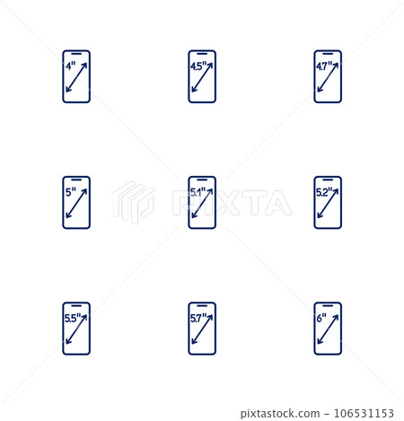A picture depicting different diagonals of smartphones screens 106531153