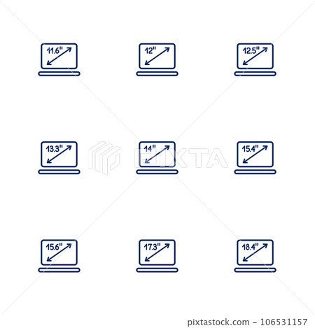 A picture depicting different diagonals of laptop screens A picture depicting different diagonals of laptop screens 106531157