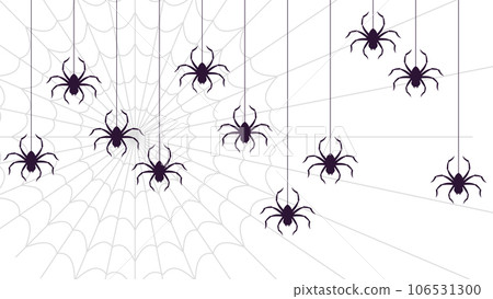 Hanging spiders seamless horizontal background. Halloween pattern. 106531300