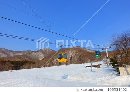 藏王溫泉滑雪場藏王天空纜車上層平台斜坡藏王霧凇 106531402