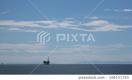 Sadogashima and Iwafune-oki oil and gas field platform in the Sea of Japan 106531703