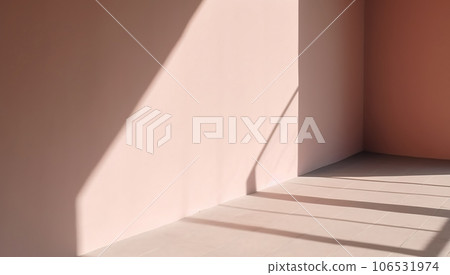 Abstract of natural shadow overlay in modern room interior design background, mockup and display for presentation, generative ai 106531974