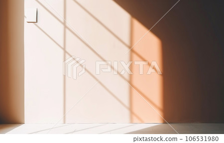 Abstract of natural window shadow overlay in modern empty room interior design background, mockup and display for presentation 106531980