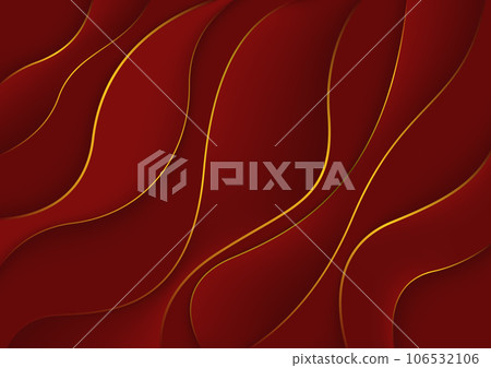 Red Flowing Waves with Golden Decorative Lines 106532106