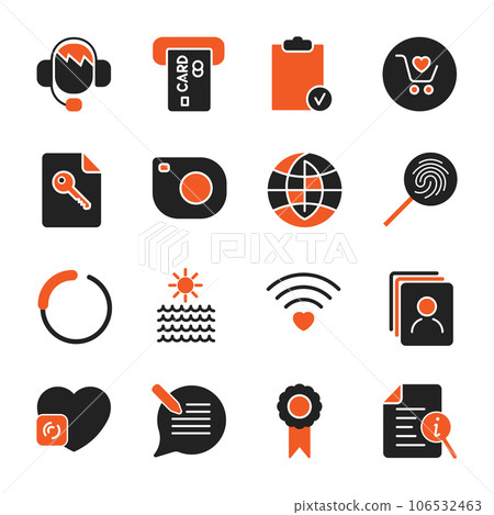 Set with different icons for apps, programs, sites and other. Office and business icons set 106532463