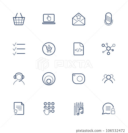 Set of 16 vector icons for software, application or websites - social media and technology. Set of 16 vector icons for software, application or websites - social media and technology. 106532472