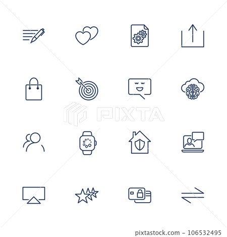Set of 16 vector icons for software, application or websites - social media and technology 106532495