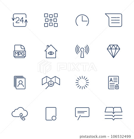 System User Interface UI Vector Icon Set. High Quality Minimal Lined Icons for All Purposes. System User Interface UI Vector Icon Set. High Quality Minimal Lined Icons for All Purposes. 106532499
