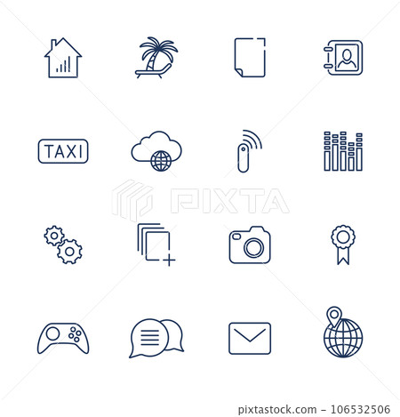 Simple UI icons for app, sites, programs. Different UI icons. Simple pictograms on white background Simple UI icons for app, sites, programs. Different UI icons. Simple pictograms on white background 106532506