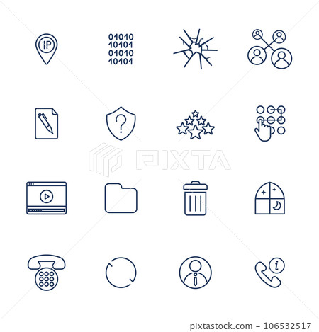 Set of 16 vector icons for software, application or websites - social media and technology 106532517