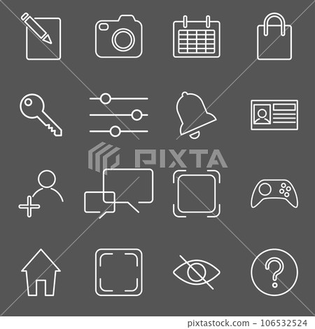 Vector illustration of apps icon set over linen texture 106532524