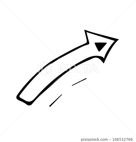 Vector black arrow doodle isolated icon on white background. Hand drawn pointer design element. 106532766
