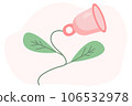 Menstrual cup as flowers. Eco protection for woman in critical days. Illustration on the theme of menstruation, feminine hygiene products 106532978