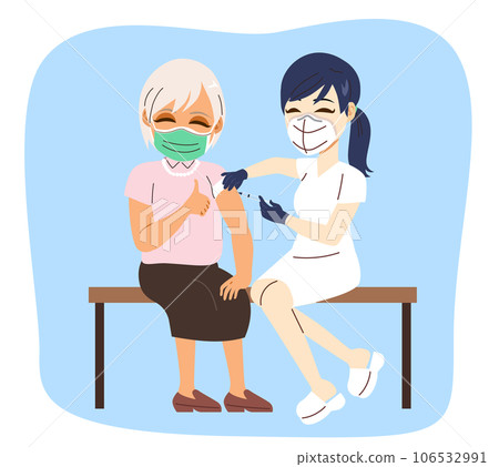 Vaccinating Aged Person With Anti-virus Vaccine Injection 106532991