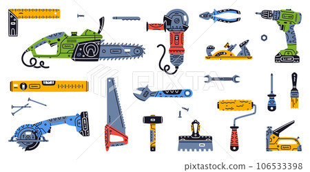 Construction Tools and Equipment for Home Repair Work Vector Set Construction Tools and Equipment for Home Repair Work Vector Set 106533398