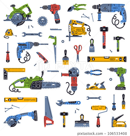 Construction Tools and Equipment for Home Repair Work Vector Set Construction Tools and Equipment for Home Repair Work Vector Set 106533408