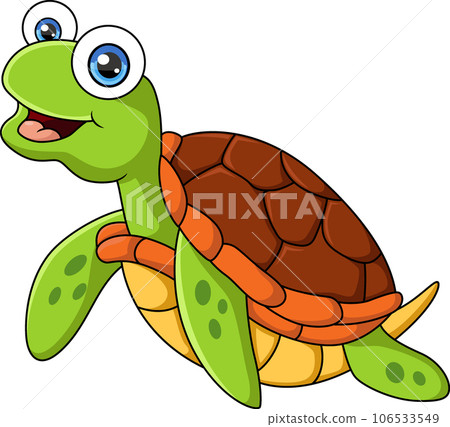 Cute sea turtle cartoon on white background 106533549