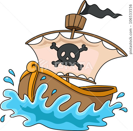 Pirate ship cartoon on white background 106533556