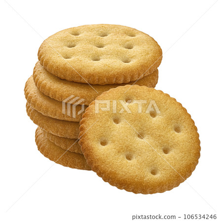 Round cracker isolated on white background , full depth of field 106534246