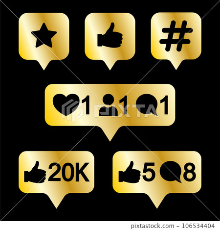 Like, follower, comment icons. Vector illustration. EPS 10. Like, follower, comment icons. Vector illustration. EPS 10. 106534404